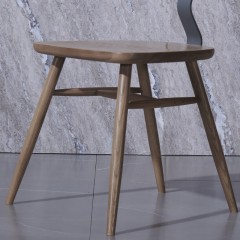 千匠一品意式极简白蜡木+实木多层板+铁艺餐椅H8002-C