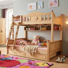 千匠一品儿童家具白蜡木橡木实木框架+环保油漆1.2双层床F9003-X