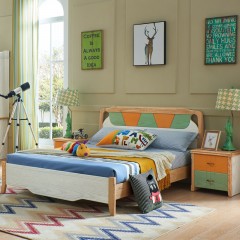 千匠一品儿童家具白蜡木橡木实木框架+环保油漆1.5米床F8001-X