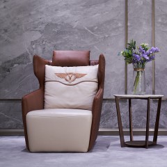 【精品】千匠一品轻奢后现代进口摔纹黄牛皮+落叶松客厅休闲椅C1068#-M
