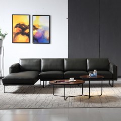 千匠一品现代风格进口青皮+金属底座客厅3+贵转角沙发F006#-M