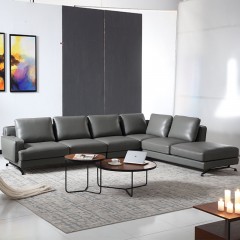 千匠一品现代风格进口青皮+优质金属底座客厅转角沙发F8833#-M