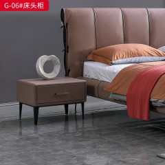 千匠一品 意式风格 超纤皮+弯板+碳素钢 高档大气 时尚简约床头柜 G-06# -L