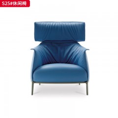 千匠一品 意式风格 头层青皮+高密度海绵+实木框架 时尚休闲椅 S25-L