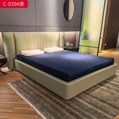 千匠一品 意式风格 接触面头层青皮+实木框架+高回弹海绵+钢木排骨架 时尚大气床 C-029-X