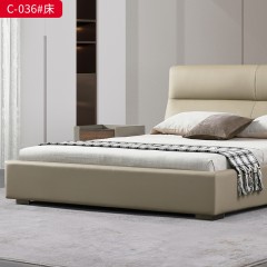 千匠一品 意式风格 接触面头层青皮+实木框架+高回弹海绵 时尚大气床 C-036-L