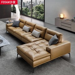 千匠一品 意式风格 头层摔纹皮+落叶松木框架+内五金加固铁架 时尚大气沙发 F056-L