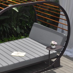 千匠一品户外优质柚木实木框架+防水布垫+铝合金框架圆形躺床GA-CA01-M