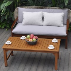 千匠一品户外优质收工编藤+防水布垫+柚木实木框架休闲沙发GA-K04-B