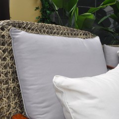 千匠一品户外优质收工编藤+防水布垫+柚木实木框架休闲沙发GA-K04-B