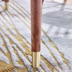 千匠一品北欧优质橡胶木实木框架五金铜脚餐台5T02-J