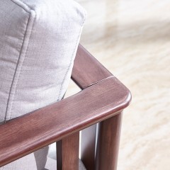 千匠一品北欧优质进口红樱桃木实木脚环保油漆布艺1+2+3沙发组合5W03-J