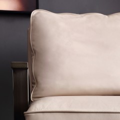 【精品】千匠一品轻奢现代风格优质牛皮+不锈钢古铜拉丝休闲椅DW009#-M