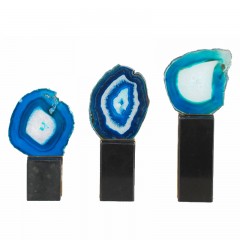 千匠一品 现代简约式蓝色玛瑙片/黑色大理石装饰摆件H0179L/H0179M/H0179S-L
