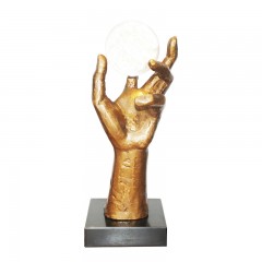 千匠一品 现代简约式铸铁黄古铜色+水晶风水球雕塑摆件H0245H-L