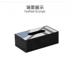 千匠一品 现代简约创意设计三色木质亮光钢琴烤漆收纳纸巾盒DX190054-X