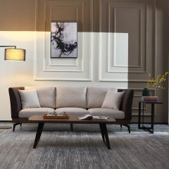 千匠一品 简约现代风格进口优质白蜡木实木麻纺布沙发1+2+3沙发组合9008-X