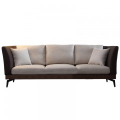 千匠一品 简约现代风格进口优质白蜡木实木麻纺布沙发1+2+3沙发组合9008-X