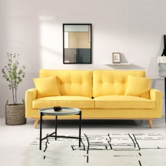 千匠一品 北欧极简风格进口白蜡木实木麻纺布沙发1+2+3沙发组合6118-X