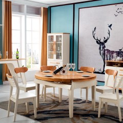 △千匠一品 北欧式原木风格精选进口白橡木实木框架+优选红橡木桌面功能餐桌A03#-L