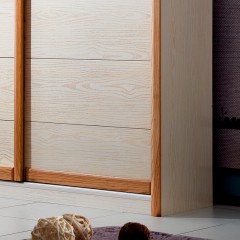 △千匠一品 北欧式原木风格精选进口白橡木实木框架+优选红橡木装饰趟门衣柜A03#-L