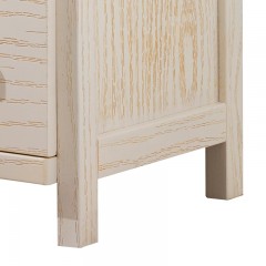 △千匠一品 北欧式原木风格精选进口白橡木实木框架+优选红橡木实木拉手床头柜A01#-L