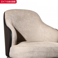 千匠一品意式极简优质棉麻布+实木脚休闲椅-SY718-J