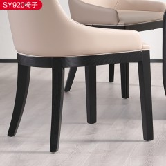 千匠一品意式极简优质白蜡实木+仿真皮椅子-SY920-J