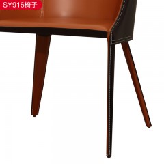 千匠一品意式极简优质马鞍皮+高密度海绵椅子-SY916-J