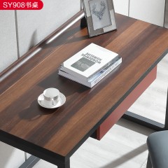 △千匠一品意式极简优质金属架+E1级板材+烟熏色木皮1.2m书桌-SY908-J