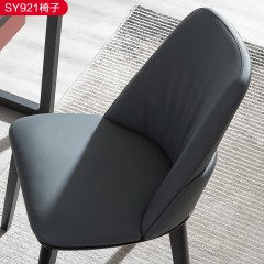 千匠一品意式极简优质白蜡实木+仿真皮椅子-SY921-J