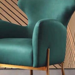 千匠一品 意式风格现代极简优质麂皮绒面料+不锈钢钛金拉丝电镀脚架休闲椅818-2-Y