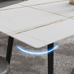 千匠一品 意式风格现代简约餐桌方形餐桌直边圆角岩板台面 +碳素金属脚餐桌YS2--CZ6003-Y