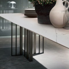 千匠一品 意式风格精选进口天然岩板+A3坚硬碳素钢材质框架餐桌YS2--CZ6014-Y