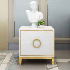 △【精品】千匠一品 现代极简轻奢风格精选E1级密度板+松木+不锈钢拉丝床头柜G-822-Y