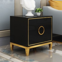 △【精品】千匠一品 现代极简轻奢风格精选E1级密度板+松木+不锈钢拉丝床头柜G-822-Y