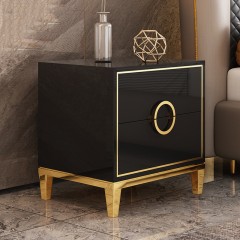 △【精品】千匠一品 现代极简轻奢风格精选E1级密度板+松木+不锈钢拉丝床头柜G-822-Y