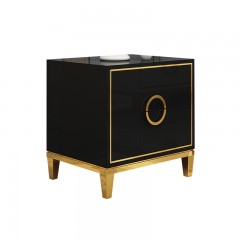 △【精品】千匠一品 现代极简轻奢风格精选E1级密度板+松木+不锈钢拉丝床头柜G-822-Y