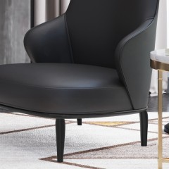 △【精品】千匠一品 现代极简简约轻奢风格精选进口白蜡实木+高回弹海绵+优质超纤皮休闲椅+脚踏GD-918-Y