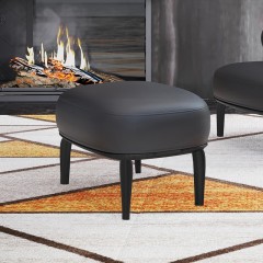 △【精品】千匠一品 现代极简简约轻奢风格精选进口白蜡实木+高回弹海绵+优质超纤皮休闲椅+脚踏GD-918-Y
