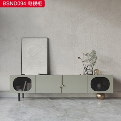 千匠一品 意式风格钢化玻璃+密度板+不锈钢香槟色+不锈钢黑钛电视柜-BSND094-S