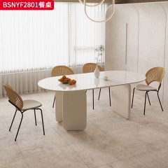 千匠一品 意式风格 E1板材烤漆+全托烤漆底板+岩板 高档简约餐桌 BSNYF2801-X