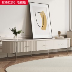 千匠一品 意式风格 亮光岩板+密度板+原色不锈钢脚架 时尚大气电视柜 BSND205-X