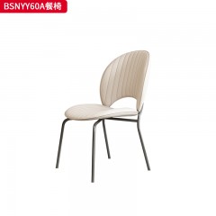 千匠一品 意式风格 优质皮革+海绵+碳素钢架 高档简约餐椅 BSNYY60A-X