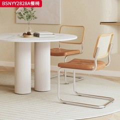 千匠一品 意式风格 优质皮革+海绵+不锈钢原色 高档大气餐椅 BSNYY2828A-X