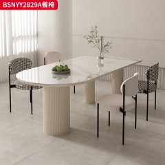 千匠一品 意式风格 棉麻布+海绵+碳素钢架 时尚大气餐椅 BSNYY2829A-X