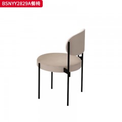 千匠一品 意式风格 棉麻布+海绵+碳素钢架 时尚大气餐椅 BSNYY2829A-X