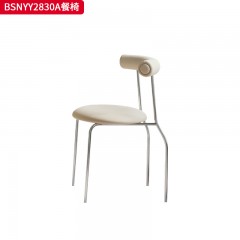 千匠一品 意式风格 优质皮革+海绵+不锈钢原色 高档大气餐椅 BSNYY2830A-X