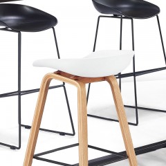 千匠一品 北欧风格优选塑料壳+优质实木脚吧椅JT-120#-L