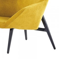 千匠一品 现代简约风格优质麻绒布饰面+定型海绵填充+黑色铁脚休闲椅JT-1820-L